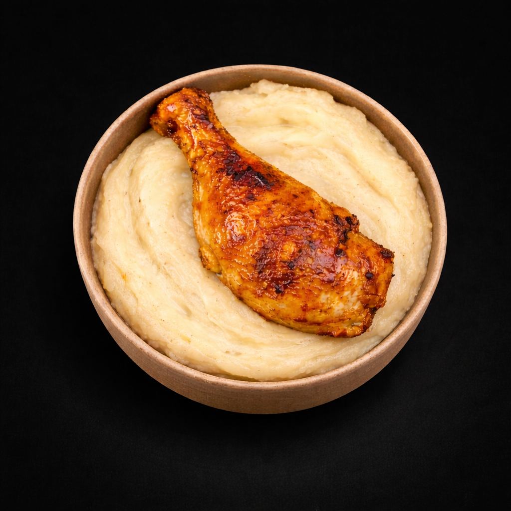 Pollo al horno con puré casero