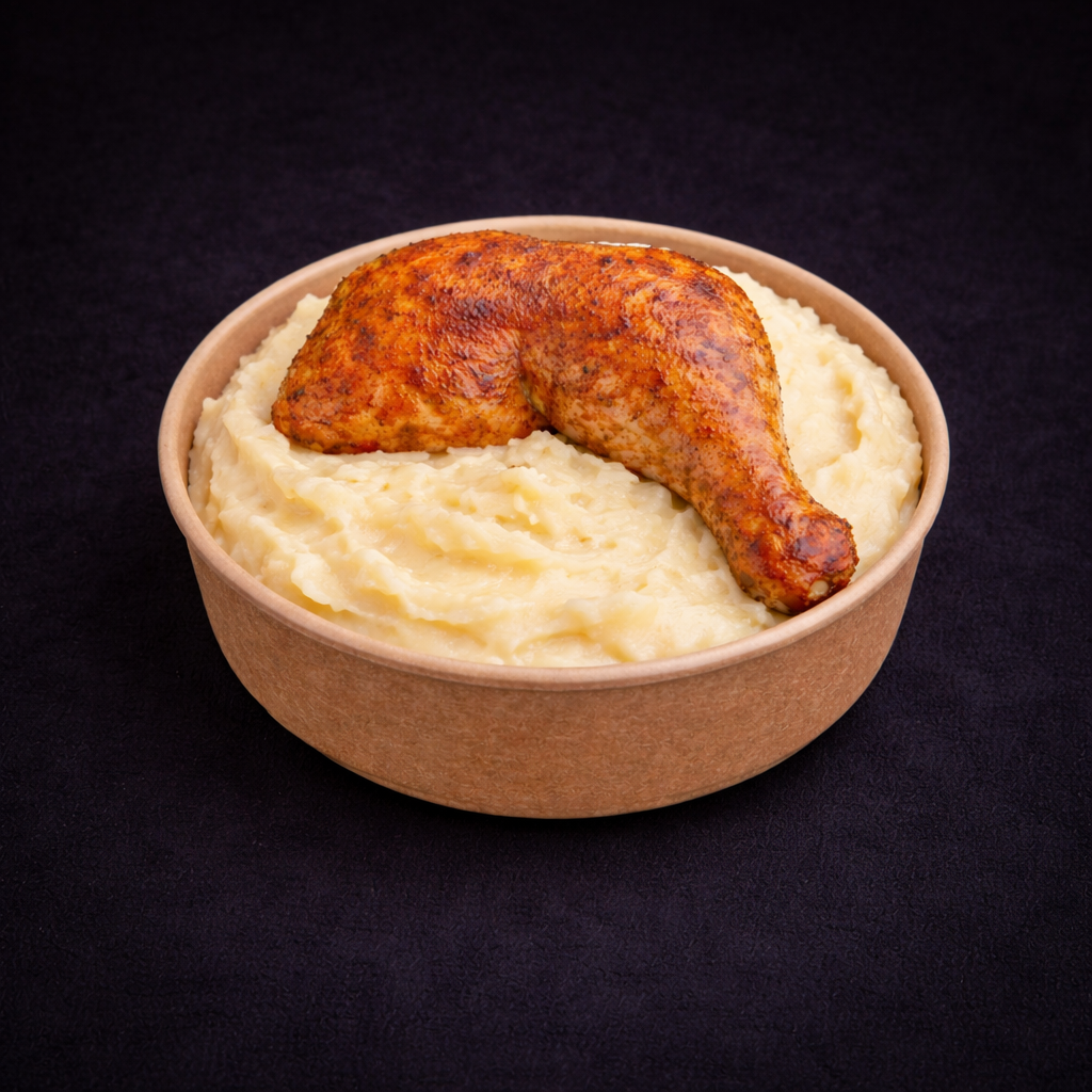 Pollo al horno con puré casero