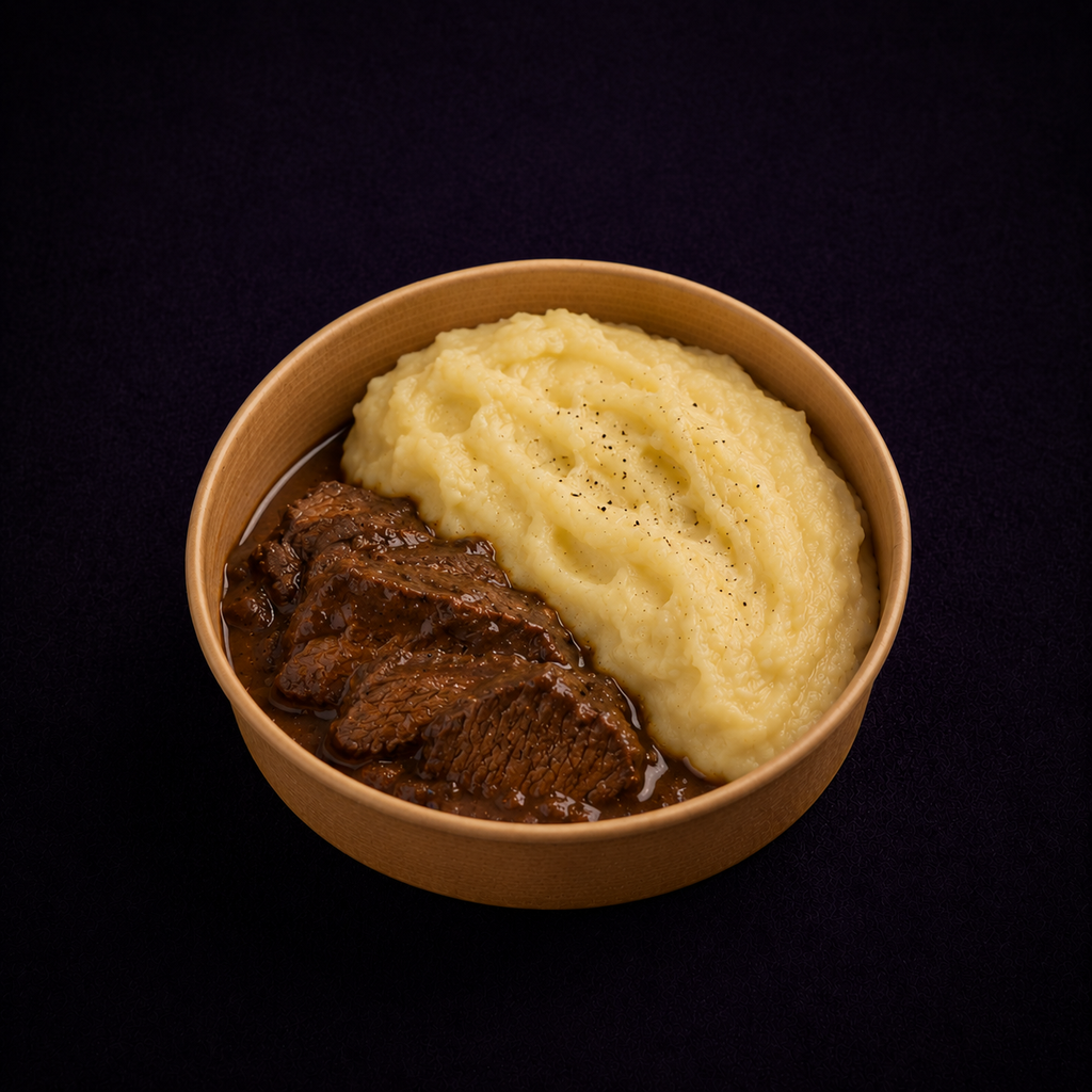 Carne al jugo con puré
