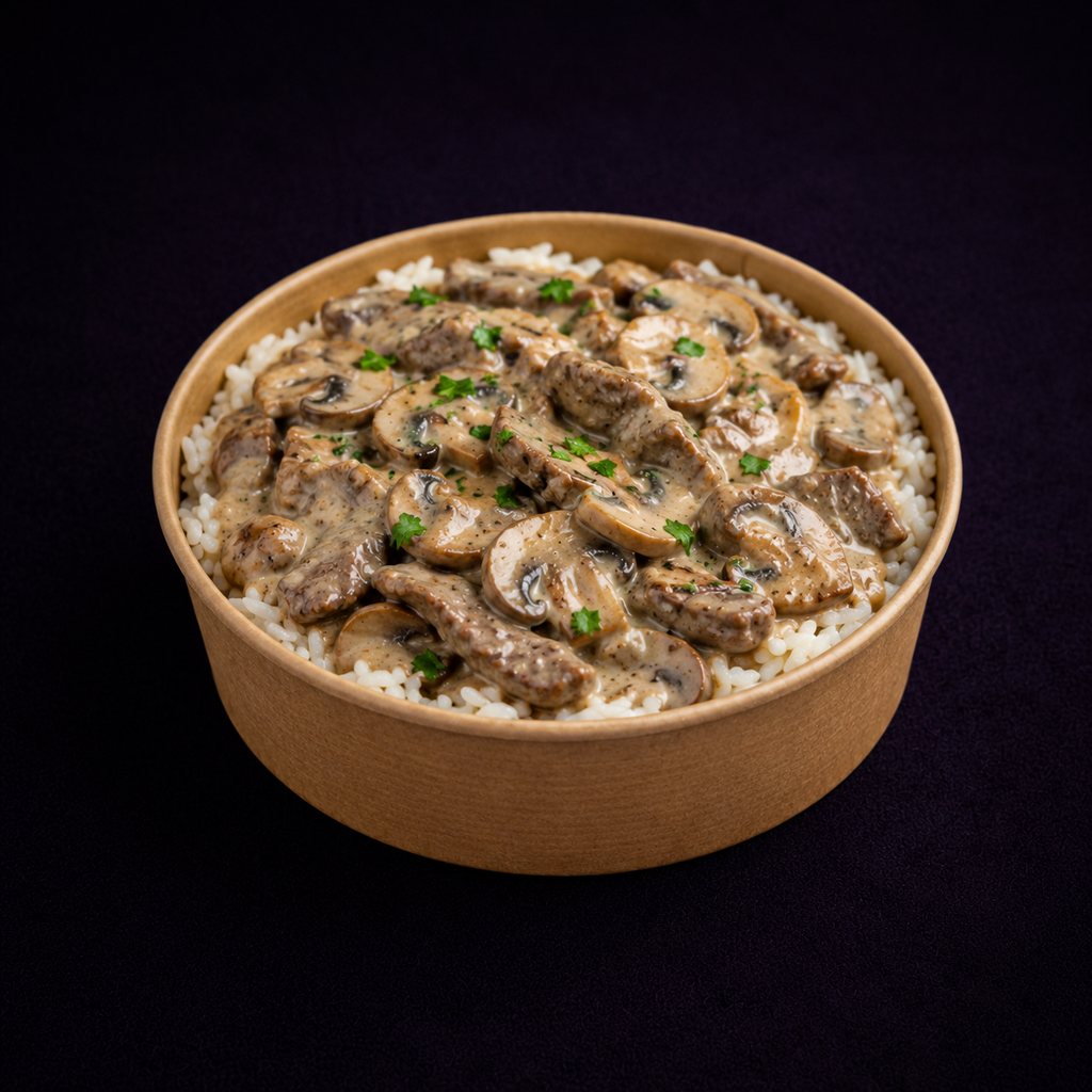 Strogonoff de vacuno con arroz